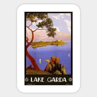 Lake Garda, Italy Vintage Travel Poster Design Sticker